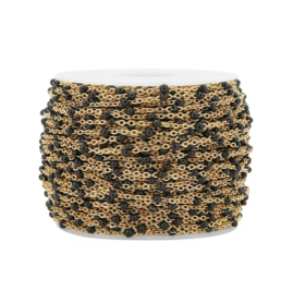 Jasseron / ketting Gold black dots 1,5mm stainless steel