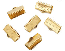 Eindkapje / Lintklem 15,5mm Goud stainless steel 5 stuks