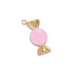 Bedel snoepje Goud - Roze stainless steel
