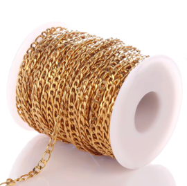 Jasseron / ketting cubaanse schakel 4,5x9mm Goud stainless steel