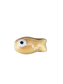 Keramiek kraal vis Goud  / Bruin 4 stuks