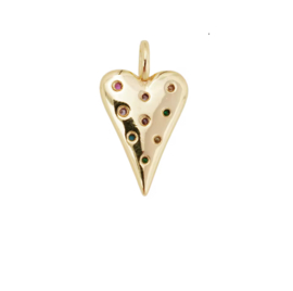 Bedel zirkonia multicolor heart Goud