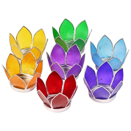 Set van 7: Lotus sfeerlicht klein chakra zilverrand
