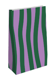 Kraft papieren zak M: Waves groen/paars