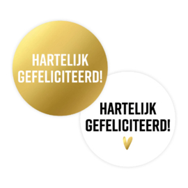 Stickerset: Hartelijk gefeliciteerd wit/goud (2 varianten)