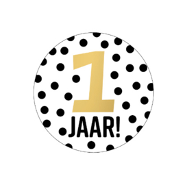 Sticker: 1 jaar (zwart stippen)