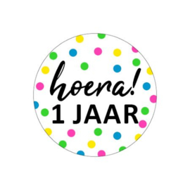 Sticker: Hoera! 1 jaar (neon)