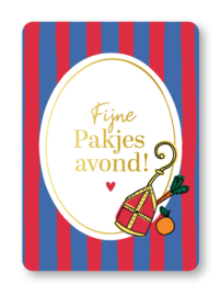 Ansichtkaart  : Fijne Pakjesavond! (stripes)