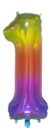 Folieballon nr: 1 regenboog transparant (76cm)