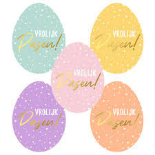 Stickerset: Vrolijk Pasen! Pastel (5 varianten)