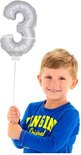 Folieballon cijfer mini: 3 zilver