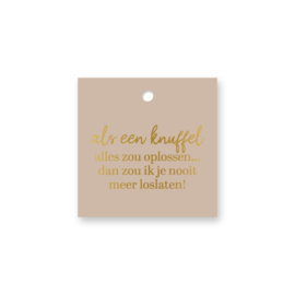Cadeaulabel:  Als een knuffel alles zou oplossen... (mokka/goud)
