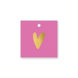 Cadeaulabel:  Hart goud (roze)