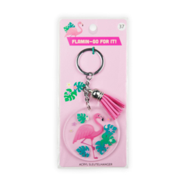 Acryl sleutelhanger: Flamingo