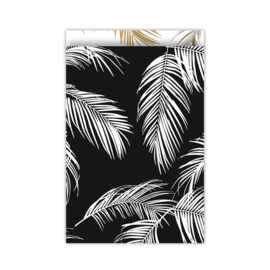 Cadeauzakje Tropical Palm leaves zwart/wit (17 x 25 cm)
