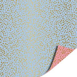 Cadeaupapier: Luxury dots / Blauw-Roze (2m bij 70cm)