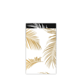 Cadeauzakje Tropical Palm leaves wit/goud (12 x 19 cm)