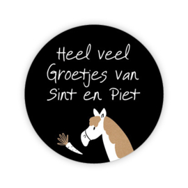Sticker: Heel veel groetjes van Sint en Piet (ø50)