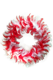 Decoratie veren krans rood-wit