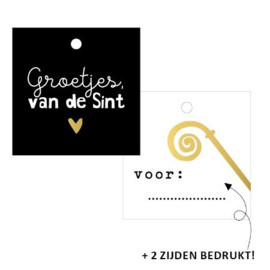 Cadeaulabel:  Groetjes van de Sint (2-zijdig)