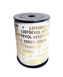 Lint: Liefdevol Kerstcadeau (wit/goud) 2 meter