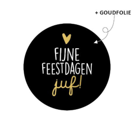 Sticker: Fijne Feestdagen Juf (zwart)