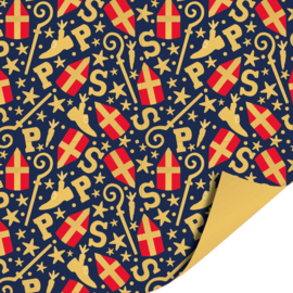 Cadeaupapier: Mijter feest blauw (1 meter)
