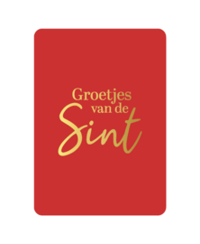 Ansichtkaart  : Groetjes van de Sint (rood)
