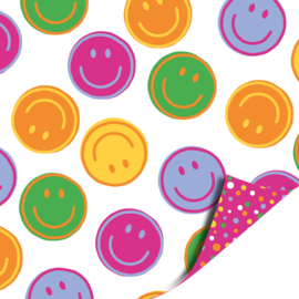 Cadeaupapier: Smiley multicolor (1 meter)