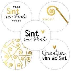Stickerset: Sinterklaasstaf goud (5 varianten)