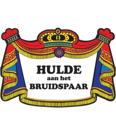 Hulde aan het bruidspaar (deurbord / kroonschild)