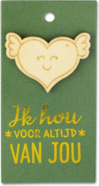 Houten Broche Ik hou van jou