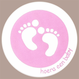 Sticker: Hoera een baby (roze)