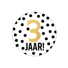 Sticker: 3 jaar (zwart stippen)