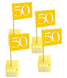 Prikker vlaggetjes goudkleurig (set van 50)