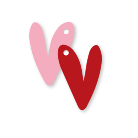 Cadeaulabel: Hart roze/rood (dubbelzijdig)