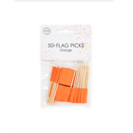 Prikker vlaggetjes oranje (set van 50)