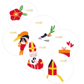 Stickerset: Sinterklaas wit + plaatjes (6 varianten)