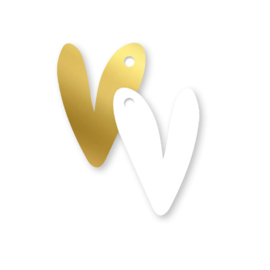 Cadeaulabel: Hart wit/goud (dubbelzijdig)