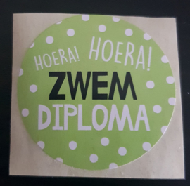 Sticker: Hoera! Hoera! zwemdiploma (groen)