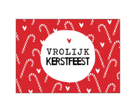 Ansichtkaart: Vrolijk Kerstfeest (rood)