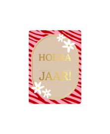Cadeaukaart A7: Hoera .. Jaar + bloem
