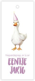 Cadeaulabel: Eentje jarig (dubbel kaartje)