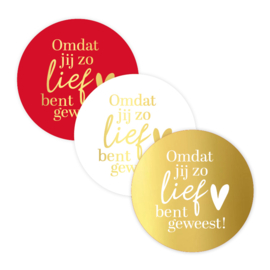 Stickerset: Omdat jij zo lief bent geweest! + hart (3 varianten)