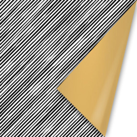 Rol cadeaupapier: Manual Stripes zwart/wit/goud