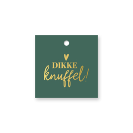 Cadeaulabel:  Dikke knuffel! (groen/goud)