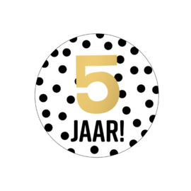 Sticker: 5 jaar (zwart stippen)