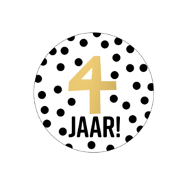 Sticker: 4 jaar (zwart stippen)