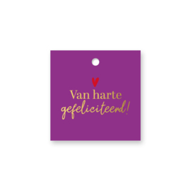 Cadeaulabel:  Van harte gefeliciteerd! (div.kleuren)