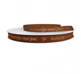 Satijn Lint: Kadootje voor jou! bruin/koper (1 meter)